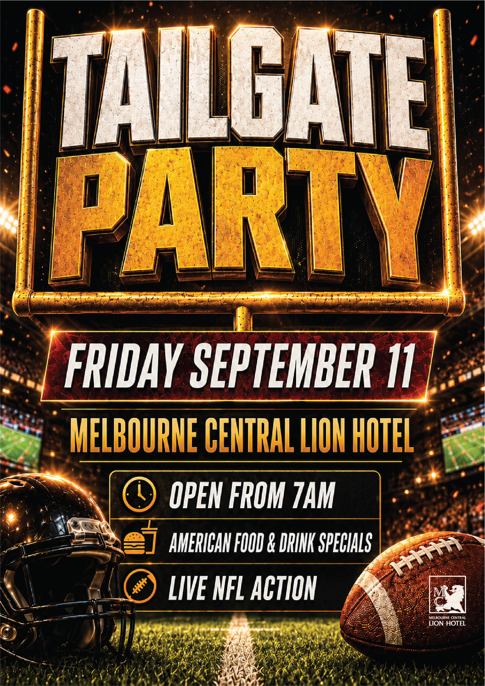 melbourne tailgate party at melbourne central lion hotel